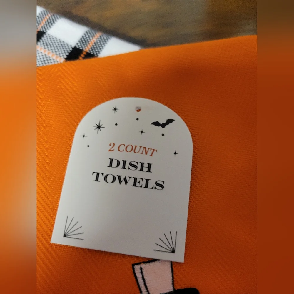 Halloween kitchen towels Orange Magic potion